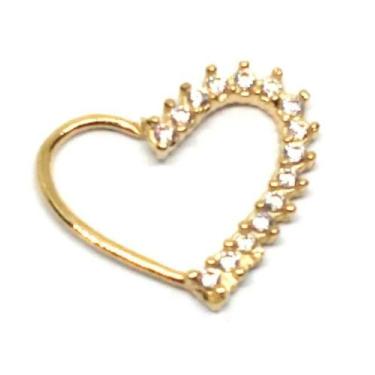 Imagem de Piercing de ouro 18k de Daith com pedras coração - Elegancy Joias, Esq