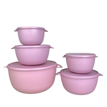 Imagem de Kit 5 Potes Plastico Redondos Bowl Livre Bpa - Casa Bella, Rosa