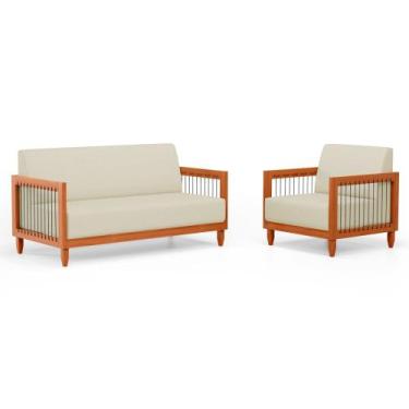 Imagem de Kit Poltrona e Sofá Varanda Samoa Madeira Maciça com Cordas Náutica Li