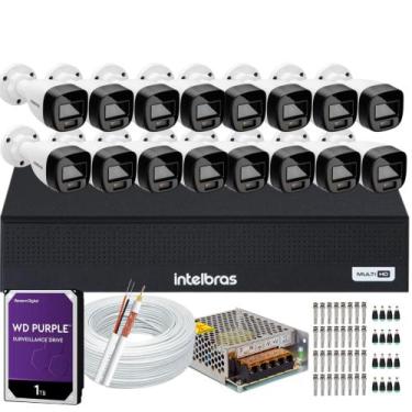Imagem de Kit 16 Cameras Segurança Intelbras VHD 3220b+ Microfone Audio Full Col