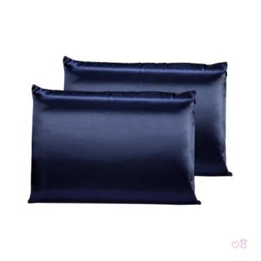 Imagem de Kit 02 Fronhas De Cetim Antifrizz 50X70 Cabelo ul Marinho - Autoestima