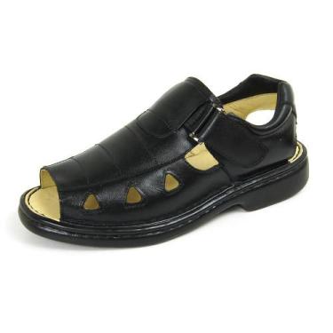 Imagem de Sandália Couro Masculino Lisa Casual Conforto - IGO, Preto, 42