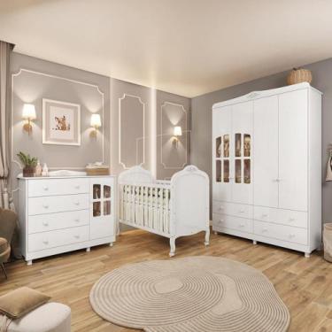 Imagem de Quarto de Bebê Completo com Berço Mini Cama Guarda-Roupa e Cômoda com 