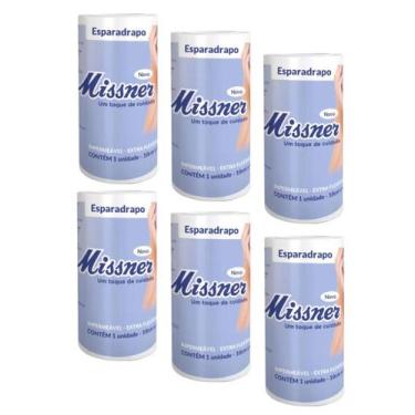 Imagem de Kit 6 Esparadrapo Impermeável 10cm X 4,5m Branco - Missner