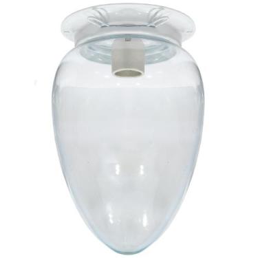 Imagem de Plafon Colonial Aluminio Branco Com Globo Pera Transpar - CM GLASS - C