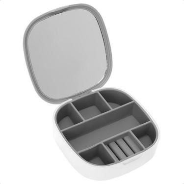 Imagem de Porta Joias Bijuterias Com Espelho 9 Compartimentos Viagem - HDL