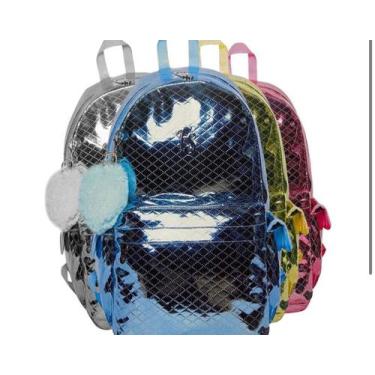 Imagem de Mochila Fiorella Sotti metalizada reforçada azul