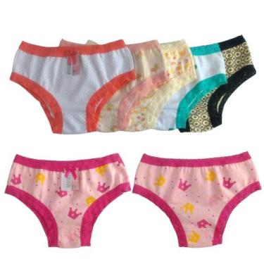 Imagem de Calcinha infantil malha cottom algodão extra macia com rendinha - kit 