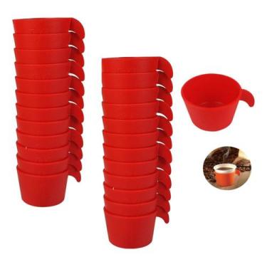 Imagem de Conjunto Copete 24 Porta Copos Descartável Cantinho Café Plástico Verm