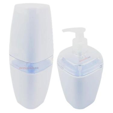 Imagem de Kit Dispenser Sabonete Líquido 400ml + Suporte Porta Escova Dente Crem