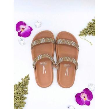 Imagem de Sandália Papete Vizzano  Tratorada com Strass Festa Original , Bege cr