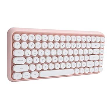 Imagem de Zunate Teclado com design de máquina de escrever retrô flexível de 84 teclas, com teclado redondo retrô, teclado portátil vintage colorido com chocolate, para PC, laptop (cereja)