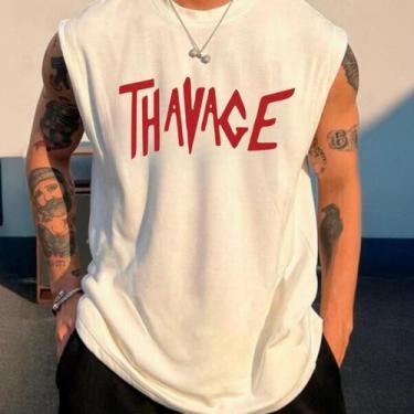 Imagem de Regata Oversized Masculina Academia Cavada treino 100% Algodão - Stree