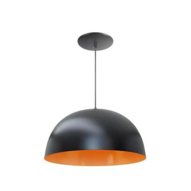 Imagem de Luminária Pendente Meia Lua 24cm Com Interior Laranja Fiação 110/220v 