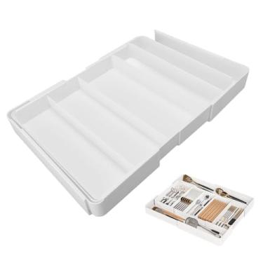 Imagem de Organizador de Gaveta para Utensílios, Organizador Divisor de Gaveta de Plástico para Talheres, Cosméticos, Papelaria, Bandeja Divisora de Gaveta Versátil para Escritório de