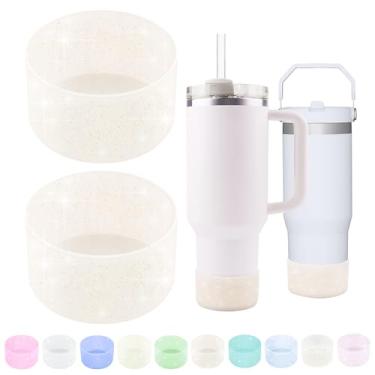 Imagem de WORBSS Pacote com 2 capas de silicone para acessórios Stanley Cup de 590 a 1,2 ml, Hydro Flask 350 ml e Owala 680 g e tampa inferior antiderrapante brilhante de 680 g para garrafas de água e esportes com cobertura de canudo As Gfit