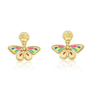 Imagem de Brincos Borboleta Revestidos em Ouro - VL ACCESSOIRES