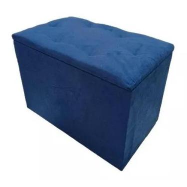 Imagem de Puff Bau Organizador Porta Objetos Azul Suede - lsnmix
