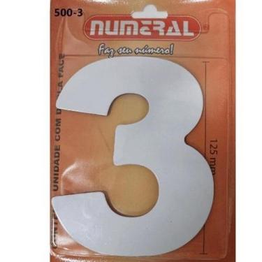 Imagem de Algarismo 3 Numeral 125mm Branco 500-3 - Numeral Ind