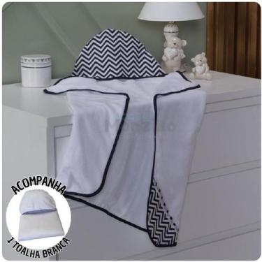 Imagem de KIT 2 Toalhas de Banho Capuz Bebê Estampas - Monzilo Baby Kids, Chevro