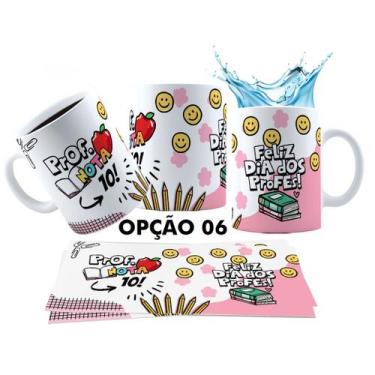 Imagem de Caneca 325ml Feliz Dia dos professores Nota 10 Melhor Prof - LARANJA E