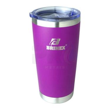 Imagem de Copo Térmico com Tampa Brimex Inox 600ml Chopp, Cerveja ou Café Várias