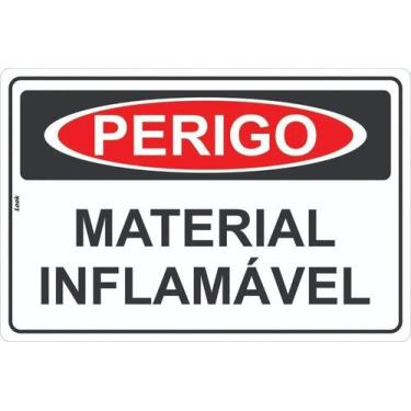 Imagem de Placa de Sinalização - Perigo: Material Inflamável - Cuidado em PS (Po
