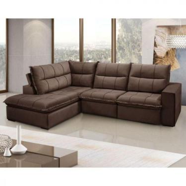 Imagem de Sofá/ Estofado Com 2 Lugares E Chaise Direto Marrom - GRALHA AZUL