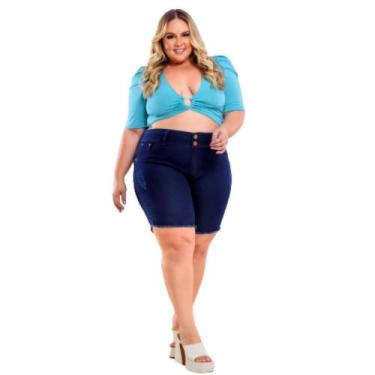 Imagem de Bermuda Short Jeans Plus Size Pedal Feminino Cintura Alta Ciclista - k