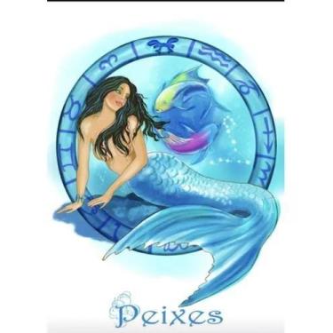 Imagem de Canga Praia Signos Poliéster Moda Verão Beach Astrologia - Blue, Peixe