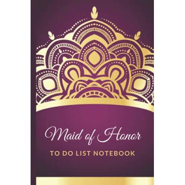 Imagem de Maid of Honor To Do List Notebook: Purple Gold Crown - Decorative Indian Art Theme/Planner/Event Planning Journal/Wedding Gift For Maid of Honor from Bride/Cute Card Alternative