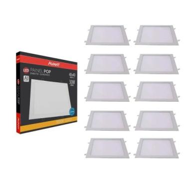 Imagem de Kit 10 Painel de Led Plafon Embutir Quadrado 30W 40x40cm Alumínio Bran