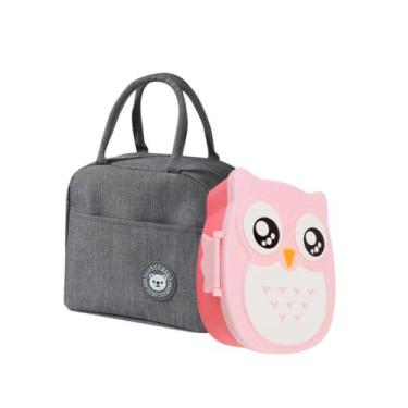Imagem de Kit Volta Às Aulas Bolsa Térmica + Lancheira Coruja Infantil Rosa - Fa