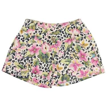 Imagem de Shorts Look Jeans Barra Dobrada Floral - UNICA - 10, 10, Rosa