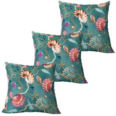 Imagem de Kit 3 Capas de Almofada Impermeável Estampa Digital 100% Algodão 43cmx