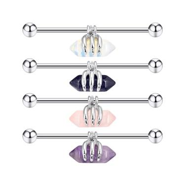 Imagem de Glupez 1/2/3/5/10 peças 1,6 mm halteres industriais Halloween aço cirúrgico CZ Ear Studs kit de piercings de orelha lábio unha cartilagem hélice lóbulo lábio nariz anéis tragus body piercing joia para