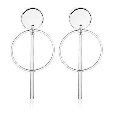 Imagem de Brincos pendentes geométricos de argola de duplo círculo simples 8 brincos de gota de borla com nó infinito para mulheres joias