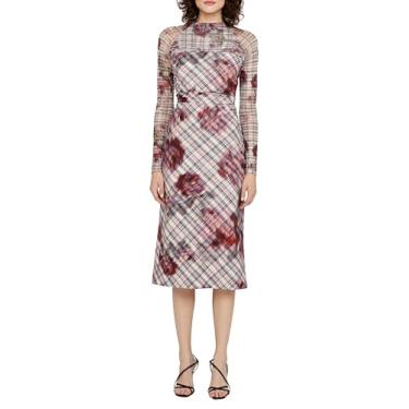Imagem de AMUR Vestido feminino Edith Midi, Xadrez rosa, 48