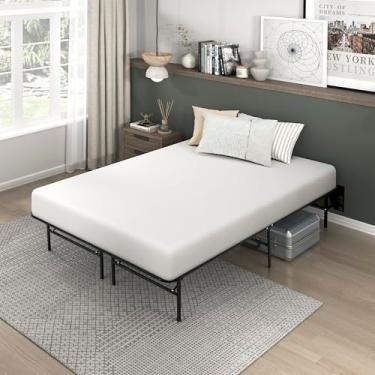 Imagem de Lexicon Estrutura de cama de plataforma de metal tamanho completo, base de colchão dobrável, 35 cm de altura, sem necessidade de mola box, montagem sem ferramentas, armazenamento embaixo da cama,