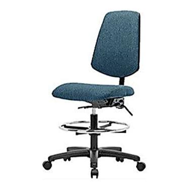 Imagem de Thomas 1163J01 Cadeira de tecido de altura média com encosto médio sem inclinação e anel e braços para o pé, base de nylon, rodízios, azul