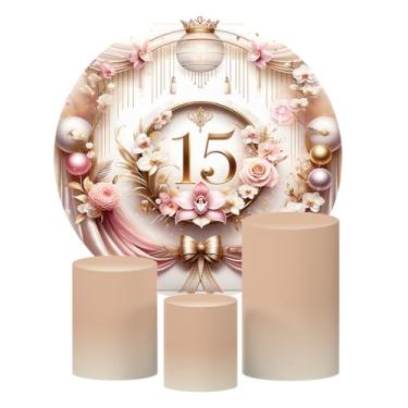 Imagem de Kit 4 Capas Decorativas Para Festa de 15 Anos Sublimado Várias Estampas - Tecido Premium - Para Festas, Eventos e Datas Comemorativas. (Laranja Claro)