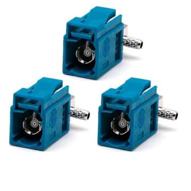 Imagem de 3 peças Fakra SMB Z fêmea 90 graus conector de crimpagem RF SMB adaptador coaxial Fakra SMB Z fêmea ângulo reto ou Rg174 Rg316 Fakra conector veículo universal azul aqua (5021)