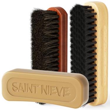 Imagem de SAINT NIEVE Kit de preparação de futebol – Conjunto de condicionamento de futebol de couro com cera de abelha, 2 escovas (crina de cavalo macia e cerdas de porco duras), para maior aderência e