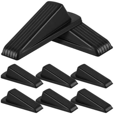 Imagem de WSSROGY Pacote com 6 batentes de porta para batentes inferiores de porta cunha de borracha para carpete porta resistente (preto)
