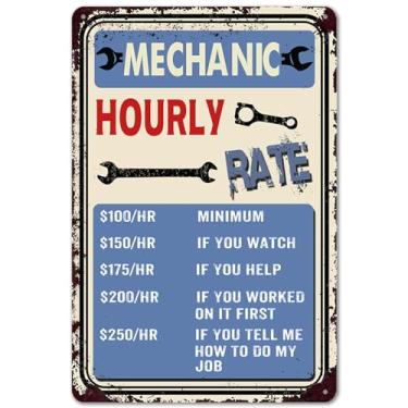 Imagem de Sinais de garagem para homens, presentes mecânicos, decoração de caverna, mecânico, sinal de taxa horária, vintage, metal, garagem, sinais, mecânico, loja, acessórios, decoração de arte de parede para