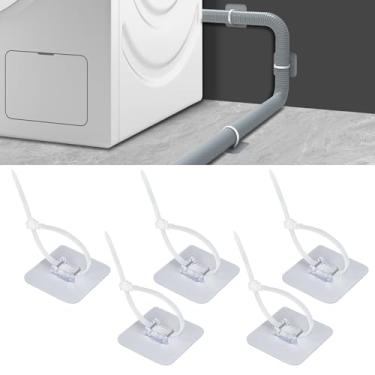 Imagem de Pearwow Suporte autoadesivo para mangueira e fecho de correr, suporte de mangueira de drenagem sem broca para máquina de lavar, secadora, ar condicionado, fixadores de tubulação de água com adesivo