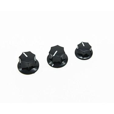 Imagem de KIAISH Conjunto de 3 puxadores de latão preto com inserção EUA Spec 1/10.2 cm, botões grandes e pequenos para baixo Jazz J Bass