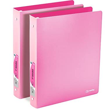 Imagem de Fichários de 2,54 cm, 3 anéis, rosa, capa flexível de plástico macio de 2,54 cm com um fichário de bolso, comporta 175 folhas, materiais escolares também disponíveis em roxo, vermelho, verde, azul, cinza, 1 pacote – por Enday