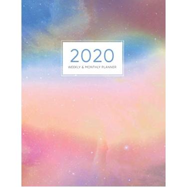 Imagem de 2020 Weekly and Monthly Planner: 2019-2020 Agenda, Academic Planner, Organizer & Journal, Large, 16 Month Calendar (September 2019 - December 2020) | Colorful Peach Space Pattern