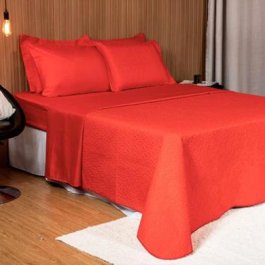 Imagem de Cobre leito Bouti Casal avulso 200 fios Liso Vermelho - Home Fernandes